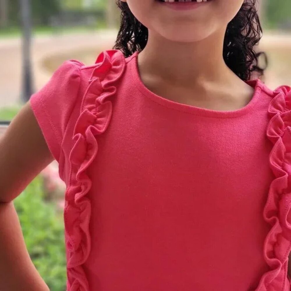 Janie and Jack pink going out dress with side ruffles size 6 (G3) - Picture 8 of 10
